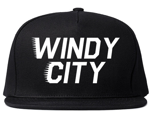 The Windy City Chicago Illinois Mens Snapback Hat Black
