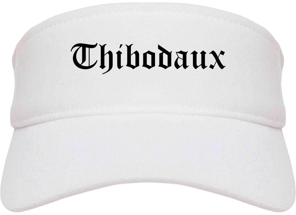Thibodaux Louisiana LA Old English Mens Visor Cap Hat White
