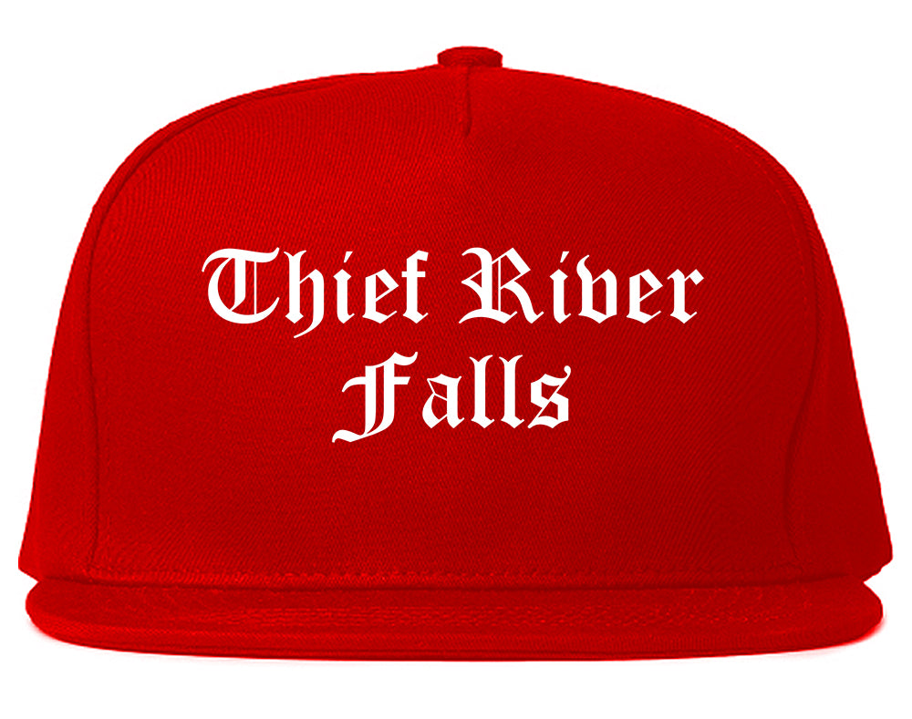 Thief River Falls Minnesota MN Old English Mens Snapback Hat Red