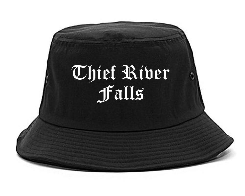 Thief River Falls Minnesota MN Old English Mens Bucket Hat Black