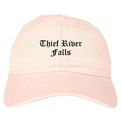 Thief River Falls Minnesota MN Old English Mens Dad Hat Baseball Cap Pink