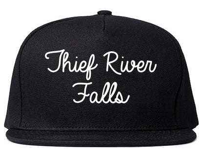 Thief River Falls Minnesota MN Script Mens Snapback Hat Black