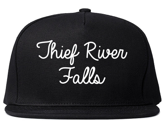 Thief River Falls Minnesota MN Script Mens Snapback Hat Black