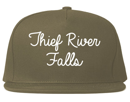 Thief River Falls Minnesota MN Script Mens Snapback Hat Grey