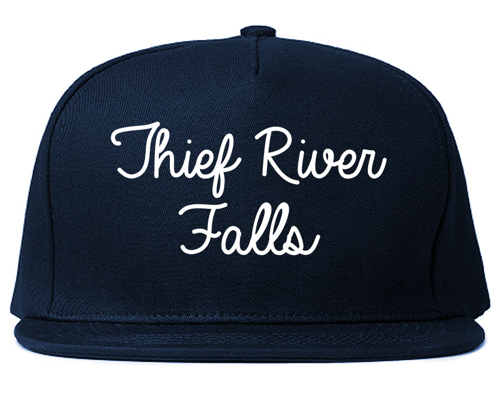 Thief River Falls Minnesota MN Script Mens Snapback Hat Navy Blue