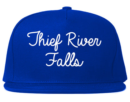 Thief River Falls Minnesota MN Script Mens Snapback Hat Royal Blue