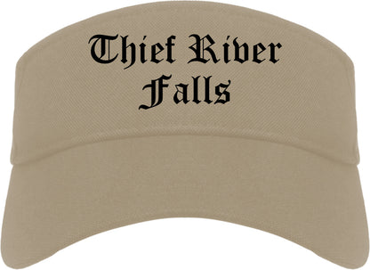 Thief River Falls Minnesota MN Old English Mens Visor Cap Hat Khaki