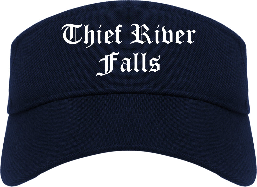 Thief River Falls Minnesota MN Old English Mens Visor Cap Hat Navy Blue