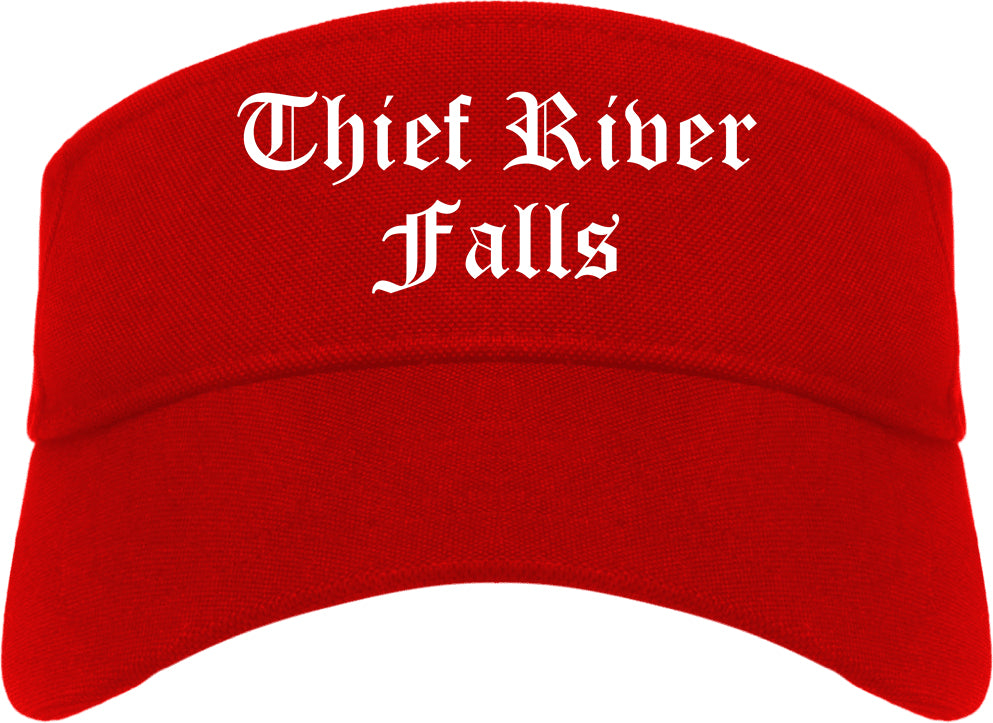 Thief River Falls Minnesota MN Old English Mens Visor Cap Hat Red