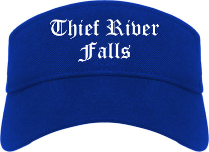 Thief River Falls Minnesota MN Old English Mens Visor Cap Hat Royal Blue