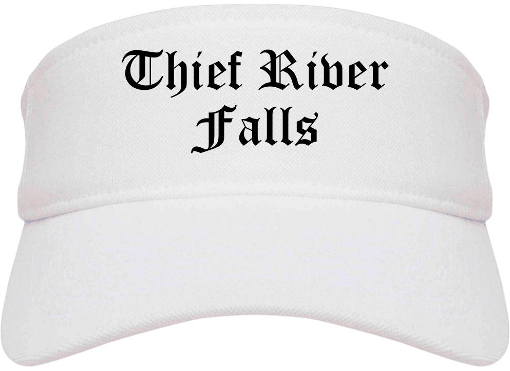Thief River Falls Minnesota MN Old English Mens Visor Cap Hat White