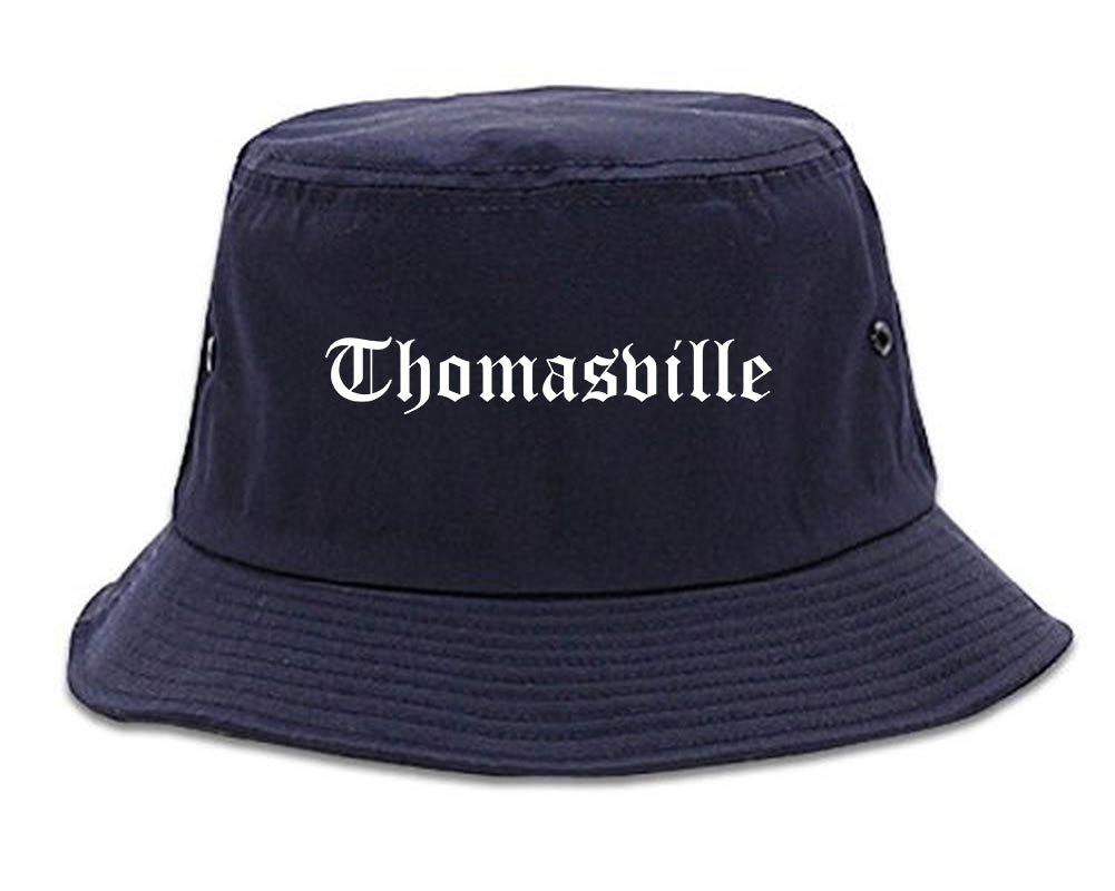 Thomasville North Carolina NC Old English Mens Bucket Hat Navy Blue