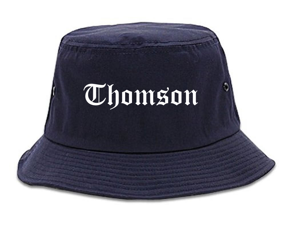 Thomson Georgia GA Old English Mens Bucket Hat Navy Blue