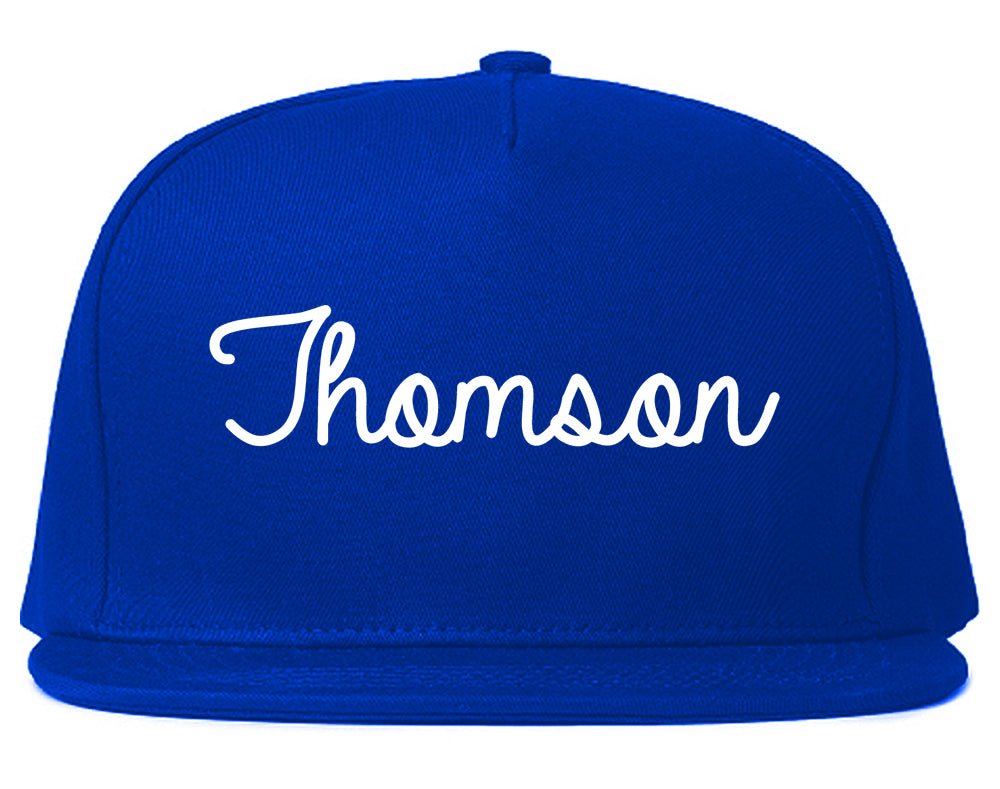 Thomson Georgia GA Script Mens Snapback Hat Royal Blue