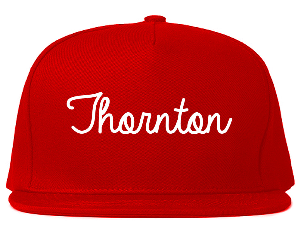 Thornton Colorado CO Script Mens Snapback Hat Red