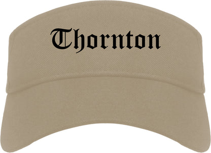Thornton Colorado CO Old English Mens Visor Cap Hat Khaki