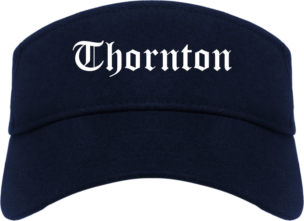 Thornton Colorado CO Old English Mens Visor Cap Hat Navy Blue