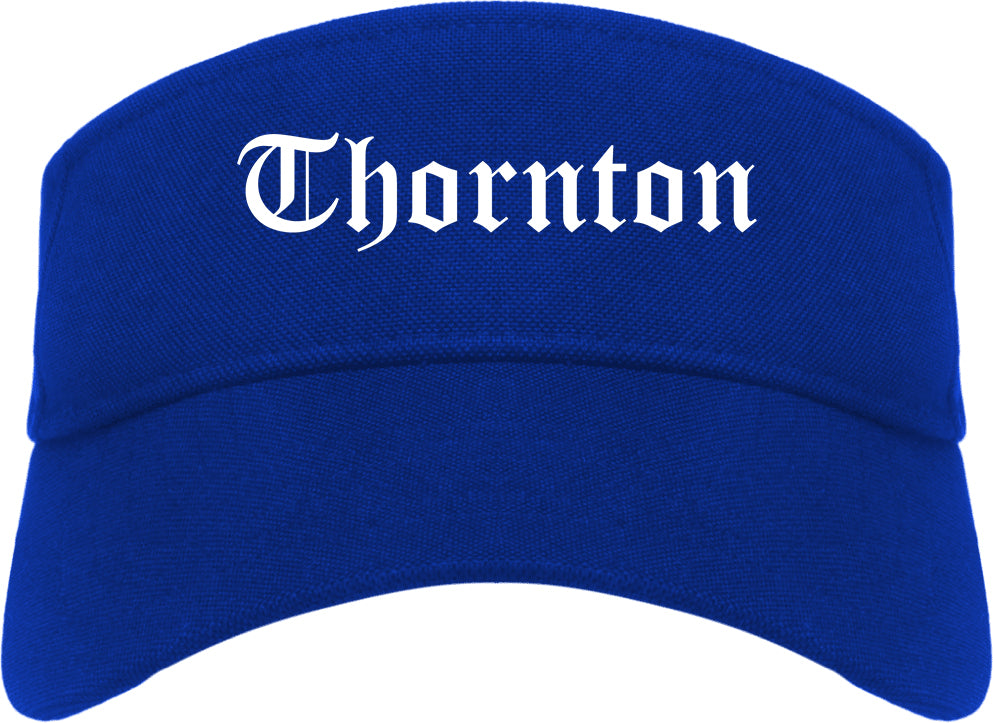 Thornton Colorado CO Old English Mens Visor Cap Hat Royal Blue