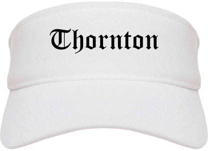 Thornton Colorado CO Old English Mens Visor Cap Hat White