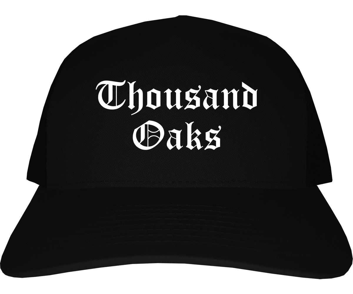 Thousand Oaks California CA Old English Mens Trucker Hat Cap Black