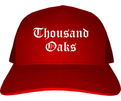 Thousand Oaks California CA Old English Mens Trucker Hat Cap Red