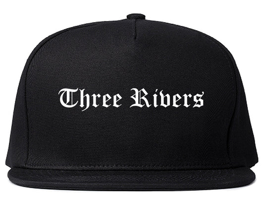 Three Rivers Michigan MI Old English Mens Snapback Hat Black