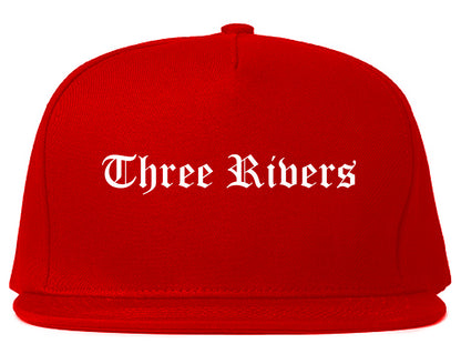 Three Rivers Michigan MI Old English Mens Snapback Hat Red
