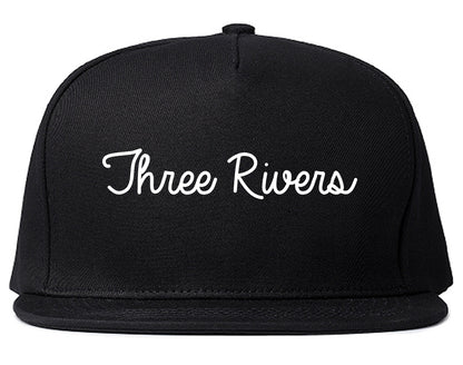 Three Rivers Michigan MI Script Mens Snapback Hat Black