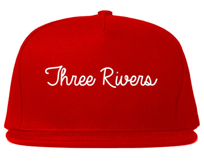 Three Rivers Michigan MI Script Mens Snapback Hat Red