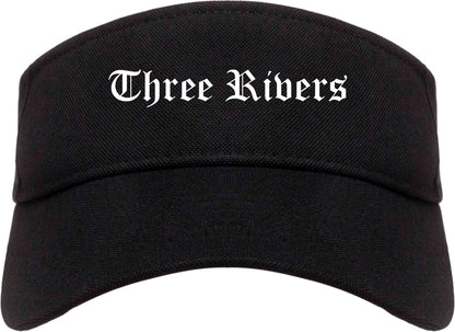 Three Rivers Michigan MI Old English Mens Visor Cap Hat Black