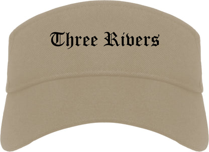 Three Rivers Michigan MI Old English Mens Visor Cap Hat Khaki