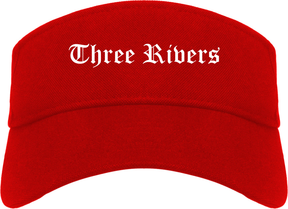 Three Rivers Michigan MI Old English Mens Visor Cap Hat Red