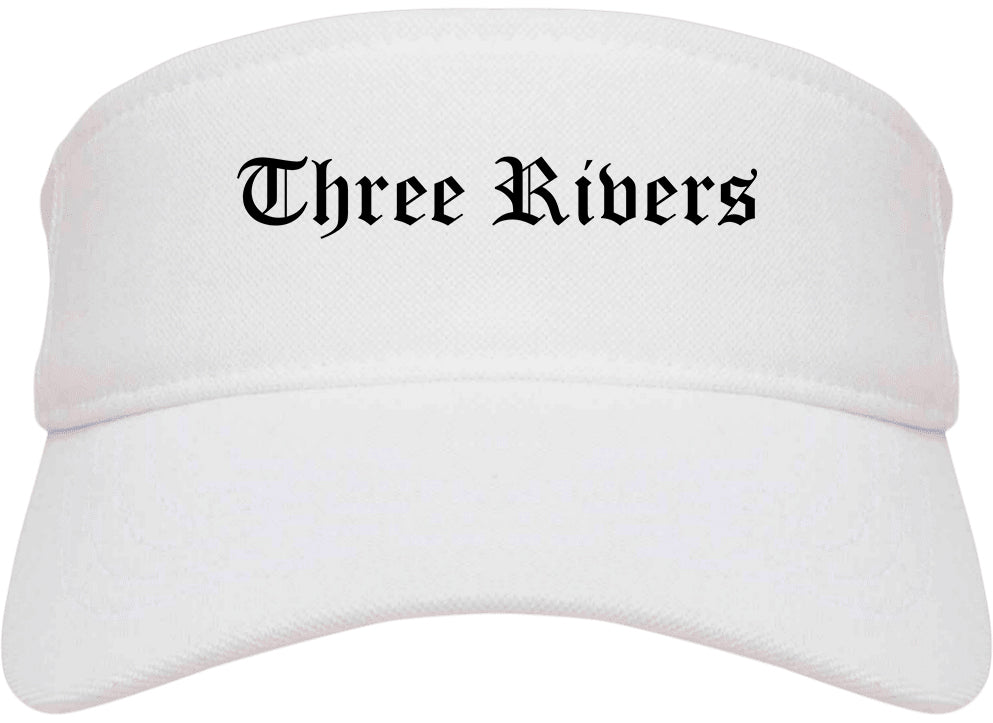 Three Rivers Michigan MI Old English Mens Visor Cap Hat White
