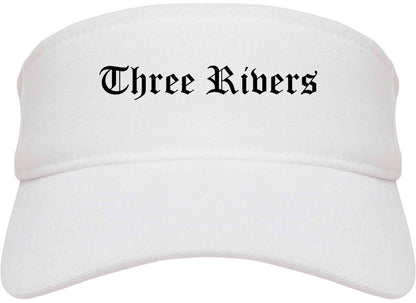 Three Rivers Michigan MI Old English Mens Visor Cap Hat White