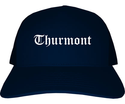 Thurmont Maryland MD Old English Mens Trucker Hat Cap Navy Blue