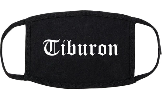 Tiburon California CA Old English Cotton Face Mask Black