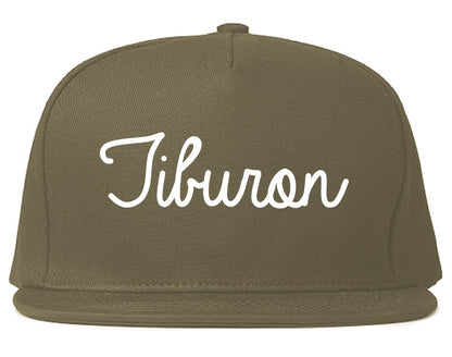 Tiburon California CA Script Mens Snapback Hat Grey