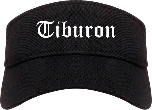 Tiburon California CA Old English Mens Visor Cap Hat Black