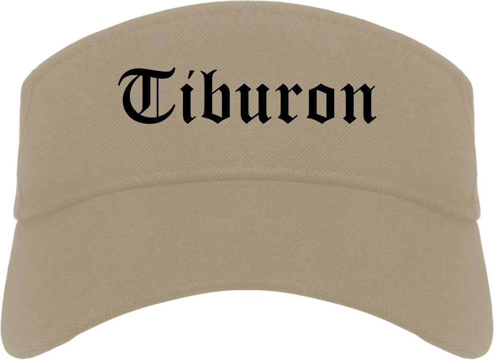 Tiburon California CA Old English Mens Visor Cap Hat Khaki