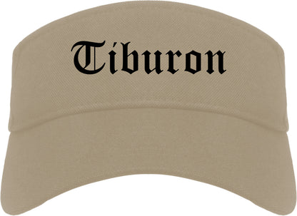 Tiburon California CA Old English Mens Visor Cap Hat Khaki