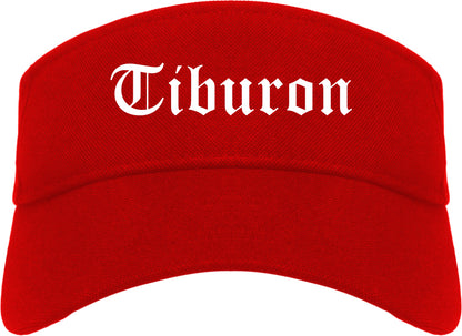 Tiburon California CA Old English Mens Visor Cap Hat Red