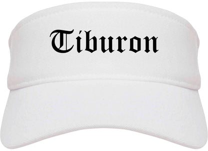 Tiburon California CA Old English Mens Visor Cap Hat White