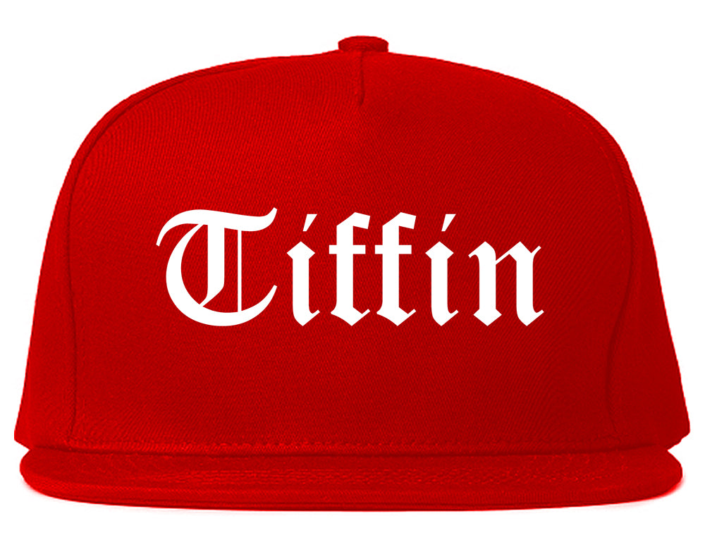Tiffin Ohio OH Old English Mens Snapback Hat Red