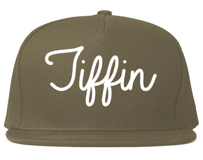 Tiffin Ohio OH Script Mens Snapback Hat Grey