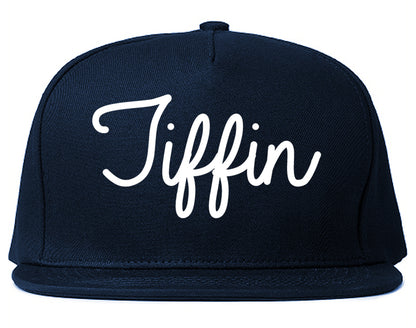 Tiffin Ohio OH Script Mens Snapback Hat Navy Blue