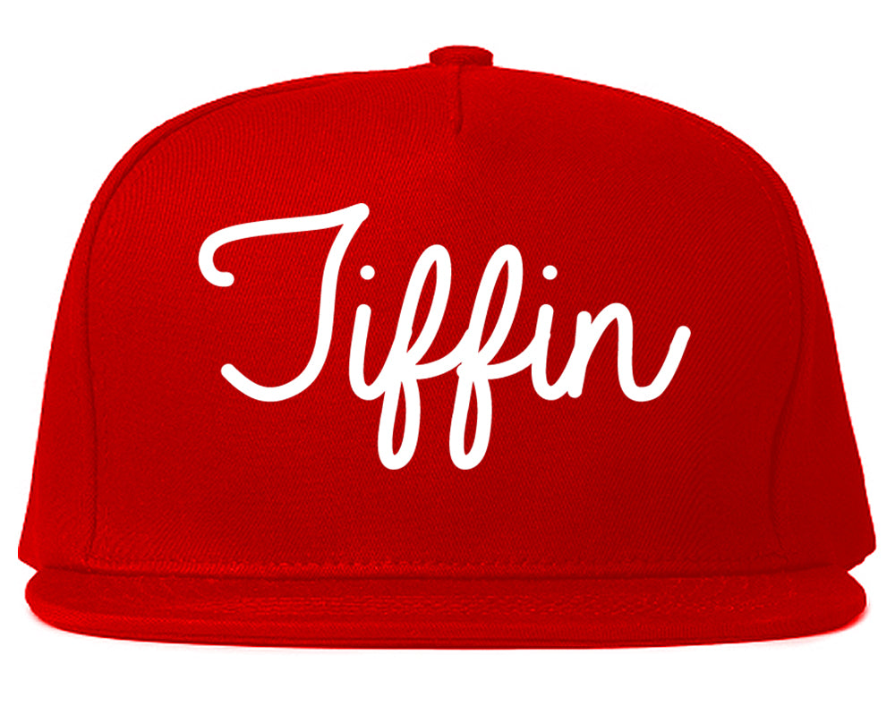 Tiffin Ohio OH Script Mens Snapback Hat Red