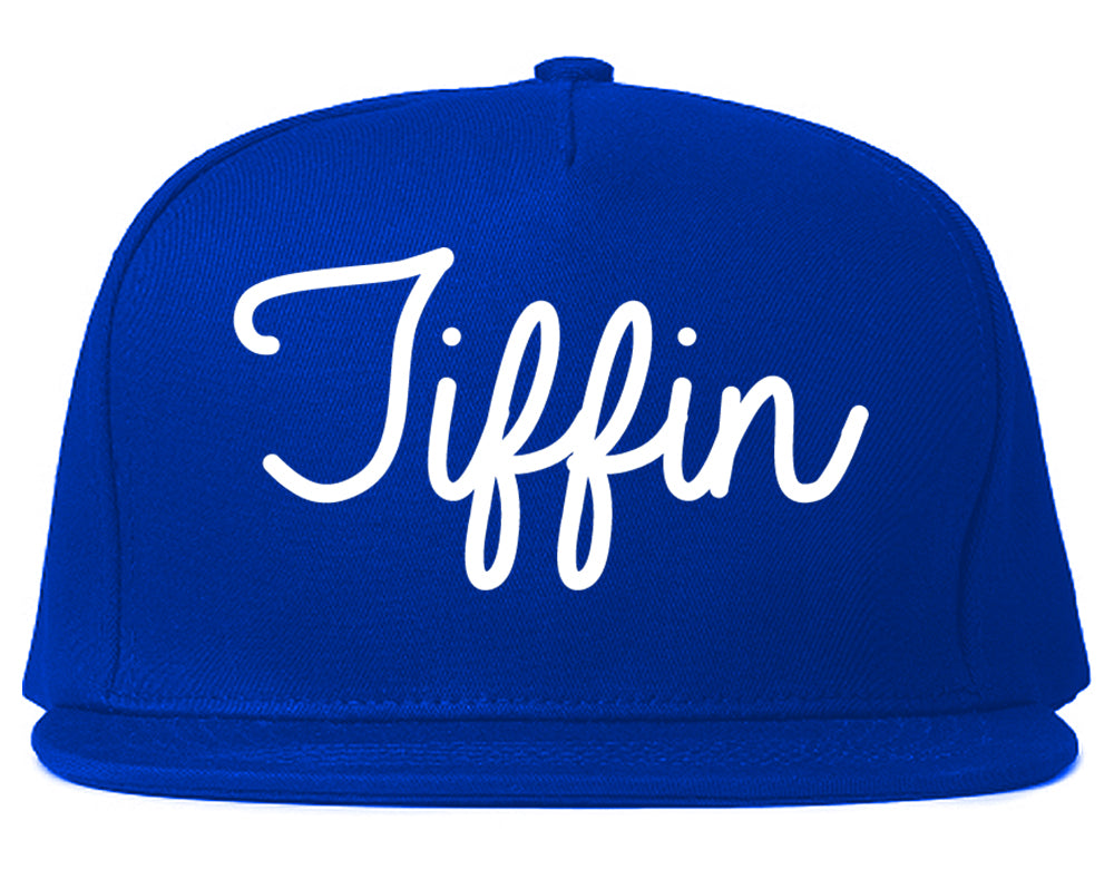 Tiffin Ohio OH Script Mens Snapback Hat Royal Blue