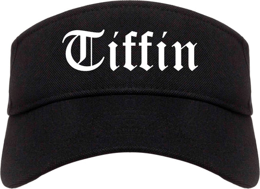 Tiffin Ohio OH Old English Mens Visor Cap Hat Black