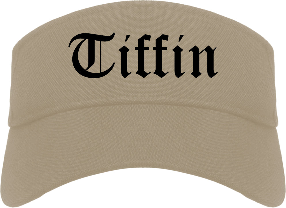 Tiffin Ohio OH Old English Mens Visor Cap Hat Khaki