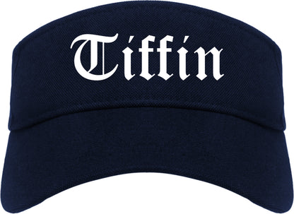 Tiffin Ohio OH Old English Mens Visor Cap Hat Navy Blue